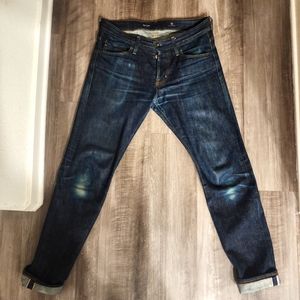 AG raw selvedge broken in denim